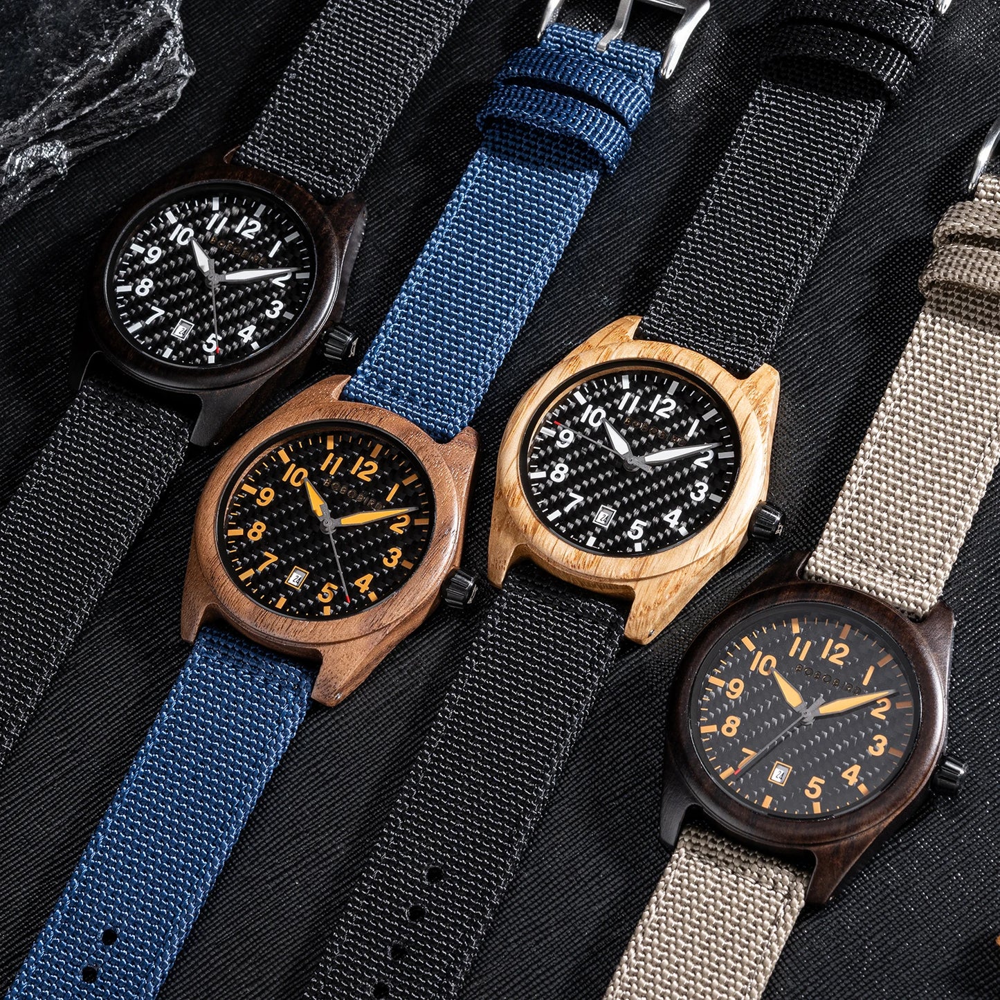 BOBOBIRD Wooden Watches Original Design Vintage Quartz Watches Eco Gifts for Man's Wristwatch Nylon Strap Clock 2024 New Arrival