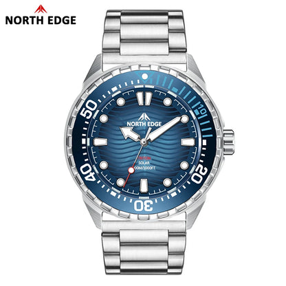 NORTH EDGE 2026 New TRITON Solar Powered Dive Watch Men Luxury Quartz Watches For Men 316L Stainless Steel Case Waterproof 300M