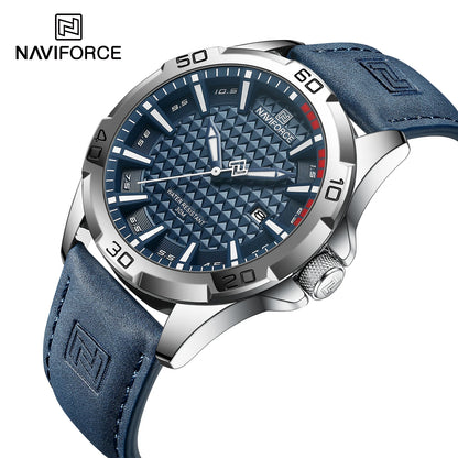 NAVIFORCE Brand Men Fashion Quartz Watches Male Leather Strap Sport Waterproof Wristwatches CalendarClock Relogio Masculino