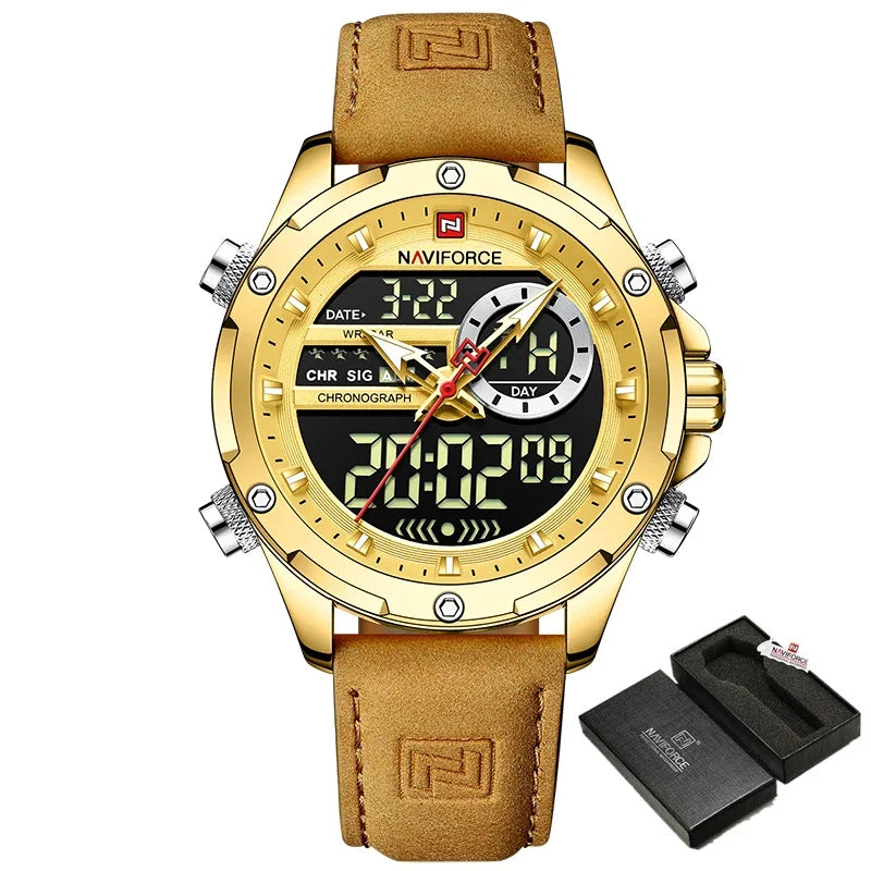 NAVIFORCE NF9208 Digital Men Military Watch Waterproof Wristwatch LED Quartz Clock Sport Big Watches