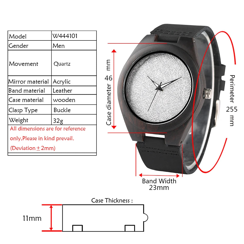 Bob Bird Watch Case Quartz Wristwatch Black Genuine Leather Watch