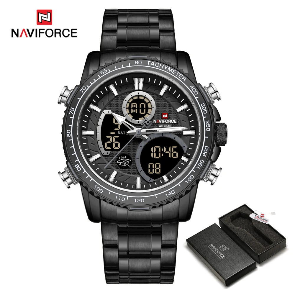 NAVIFORCE 2025 New Sport Watch for Men Luxury Original Wrist Watch Stainless Steel Mens Dual Display Military Waterproof Watches