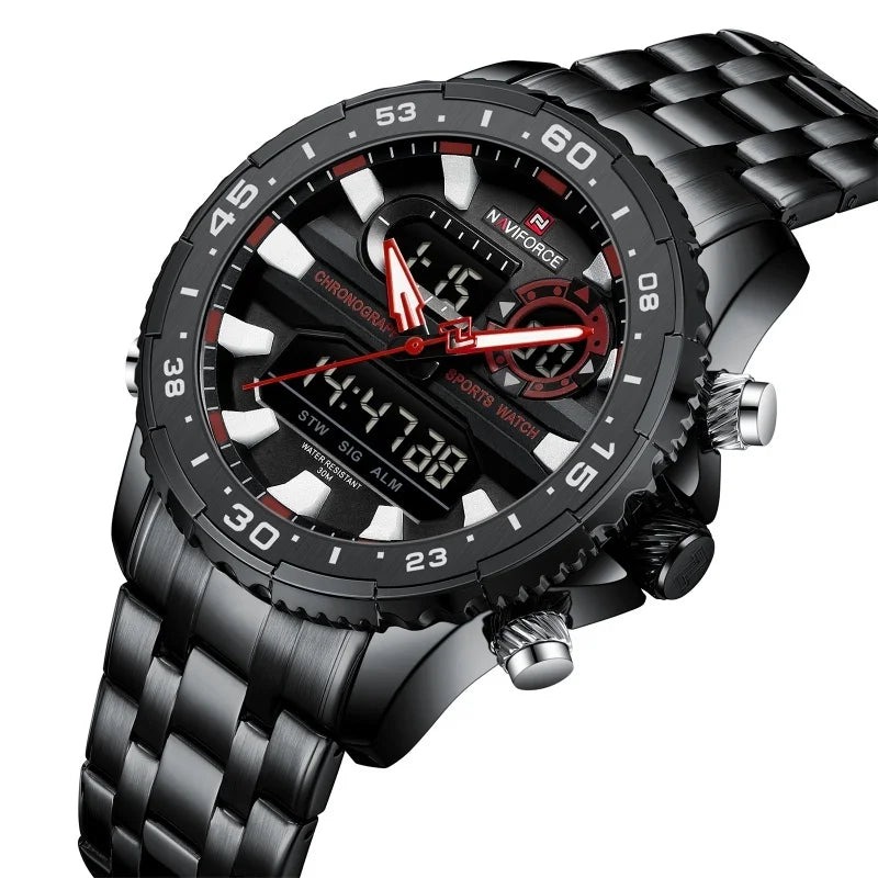 NAVIFORCE Fashion Brand Black Gold Men Watch Fashion Luxury Quartz Wrist Watches Sport Waterproof  Stainless Steel Strap NF9234