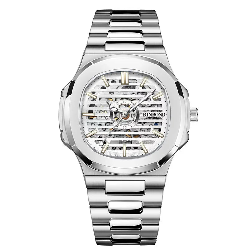 BINBOND  automatic tourbillon precise men's watch mechanical wristwatches for men luxury luminous waterproof skeleton reloj