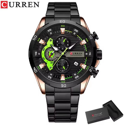Stainless Steel Watches for Mens Creative Fashion Luminous Dial with Chronograph Clock Male Casual Wristwatches Business
