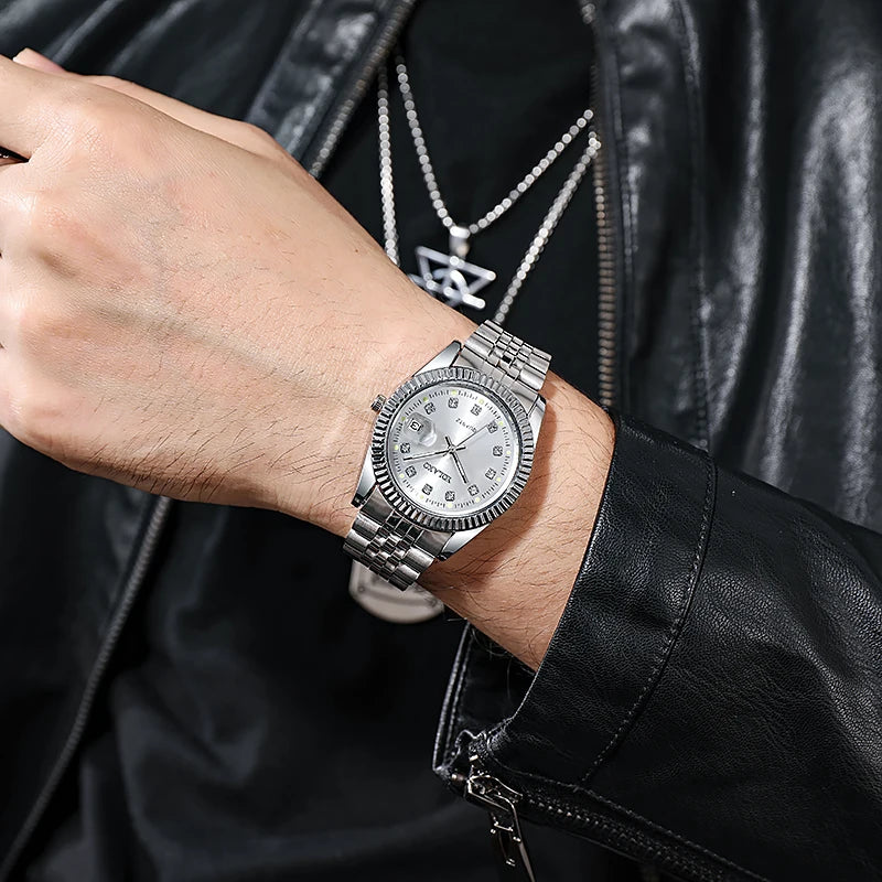 Luxury Rhinestone Men Business Watches Fashion Women Quartz Watch with Calendar Clock Gift（Without Box）