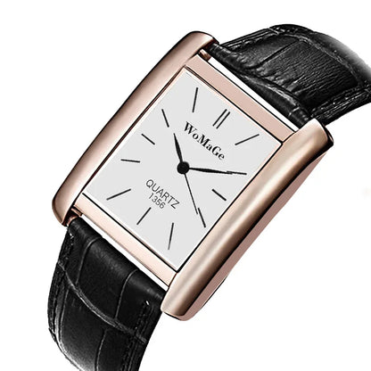 ChronoState Square Classic Women’s Quartz Watch | Elegant Black & White Dial Ladies Casual Wristwatch