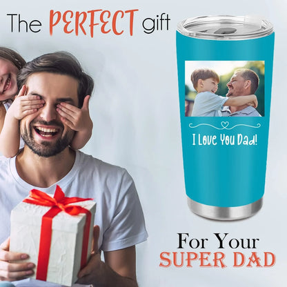 Custom Water Bottle Personalized Family Lovers Image & Text Double Side Print Stainless Steel Travel Mug Insulated Coffee Cup
