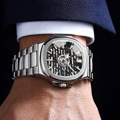 BINBOND  automatic tourbillon precise men's watch mechanical wristwatches for men luxury luminous waterproof skeleton reloj