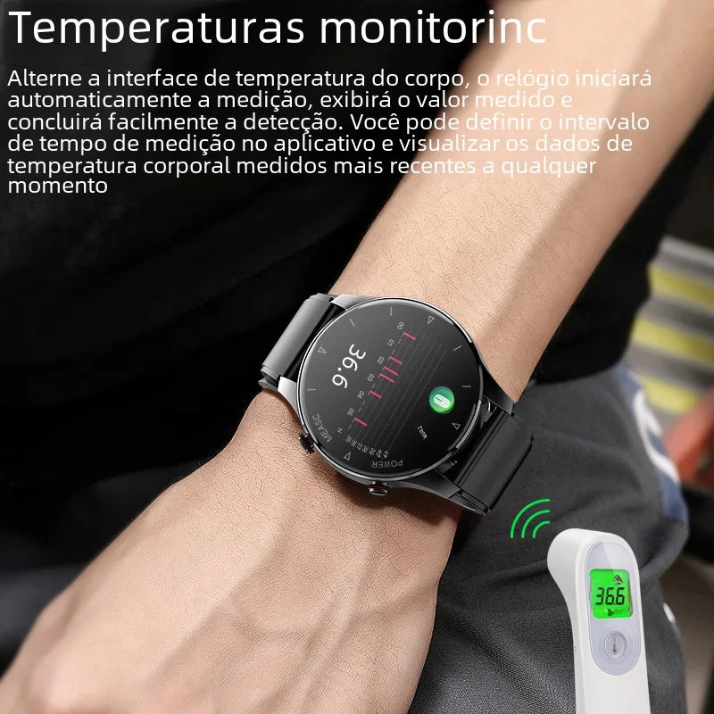 2026 New Blood Pressure Heart Rate Sleep Monitoring Health Smartwatch Men AirPump Airbag IP86 Waterproof Sports Smar twatch