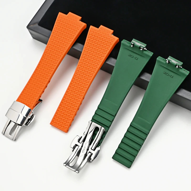 11mm 12mm FKM Convex Strap for Tissot PRX Series Super Player 35mm 40mm Fluoro Rubber Quick Release Butterfly Buckle Watch Band
