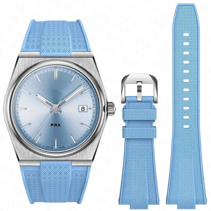 For Tissot PRX T137.407/T137.410 Quick Release Silicone Strap Super Player 40mm Men Convex Rubber Watch Band Bracelet 12mm