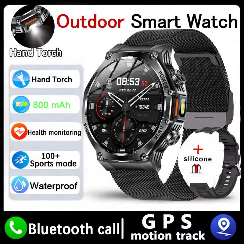 New Rugged Outdoor Sports Smartwatch 1.8" 390*390HD screen 800mAh Long Battery Life Fitness Tracker Calorie Distance Smart Watch