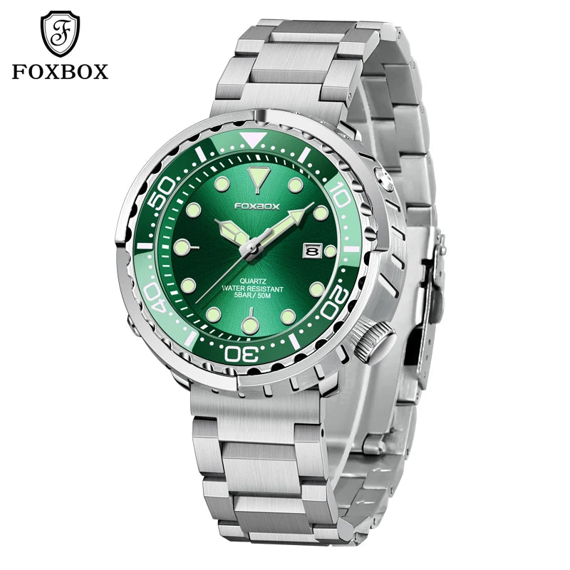 2026 LIGE Fashion Mens Watches Foxbox Top Brand Luxury 5ATM Sports Waterproof Watch for Men Quartz Date Clock Luminous Watch+Box