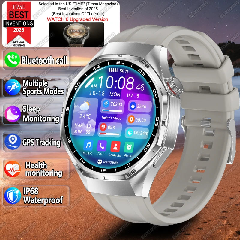 2026 New Global Version Watch 6 Pro GPS Smart Watch Men AMOLED Screen Sports Fitness Track Bluetooth Call Waterproof Smartwatch