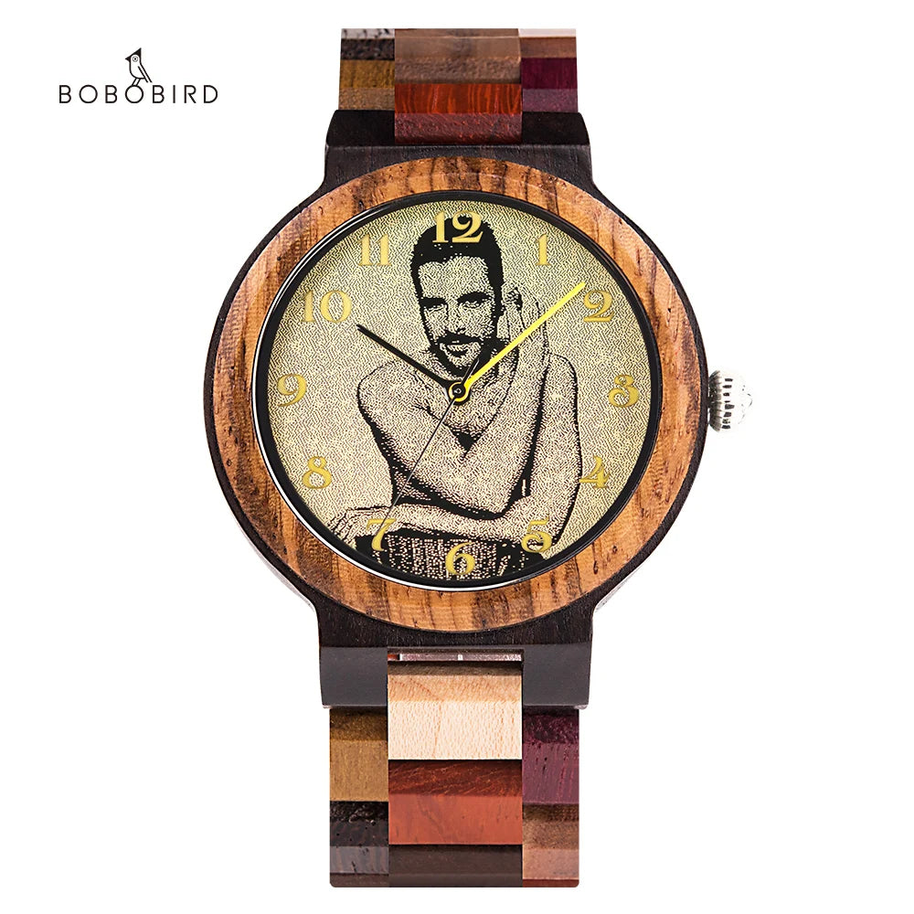 BOBO BIRD Custom Wooden Watch Personalized Photo Couple Fashion Casual Gift for  Him Anniversary Present Support Dropshipping