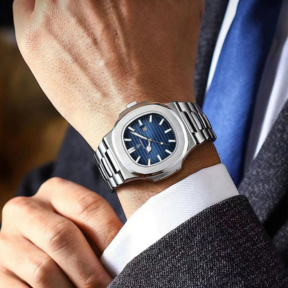 POEDAGAR Square Luxury Men Wristwatch Waterproof Luminous Date Stainless Steel Male Clock Business Sports Quartz Watches For Me