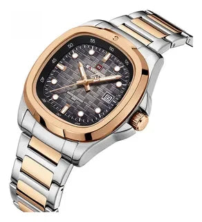NAVIFORCE Fashion Men's Business Quartz Watch Stainless Steel Luminous Calendar Clock Male Square Dial Sports Wristwatch