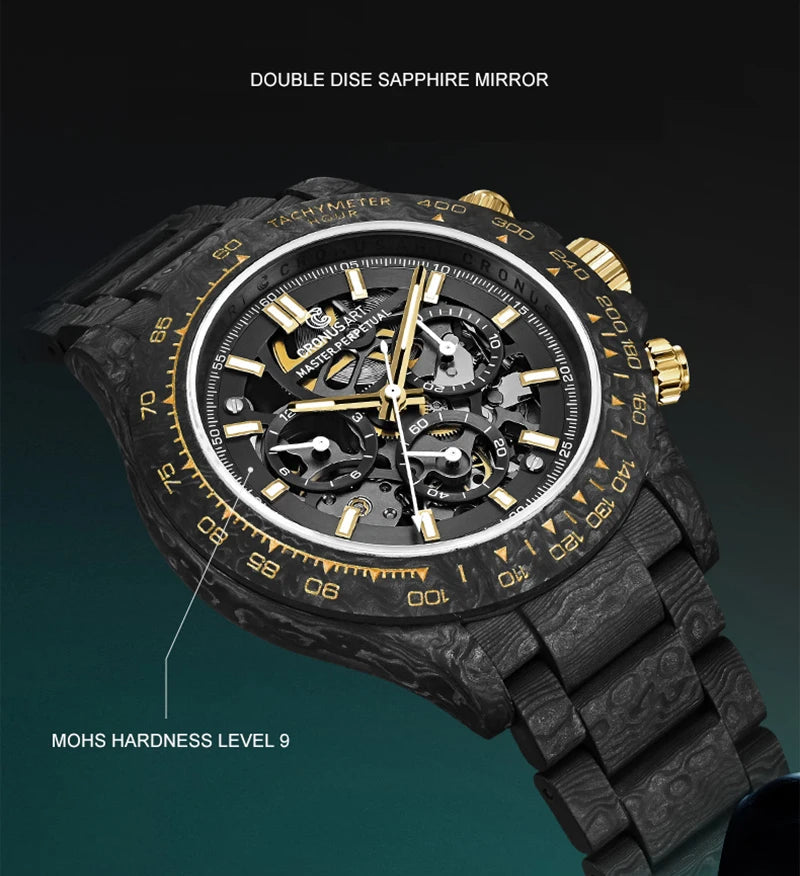 ChronoState CRONUSART CM01-027 – 42MM Automatic Chronograph Watch | Carbon Fibre Skeleton Timepiece