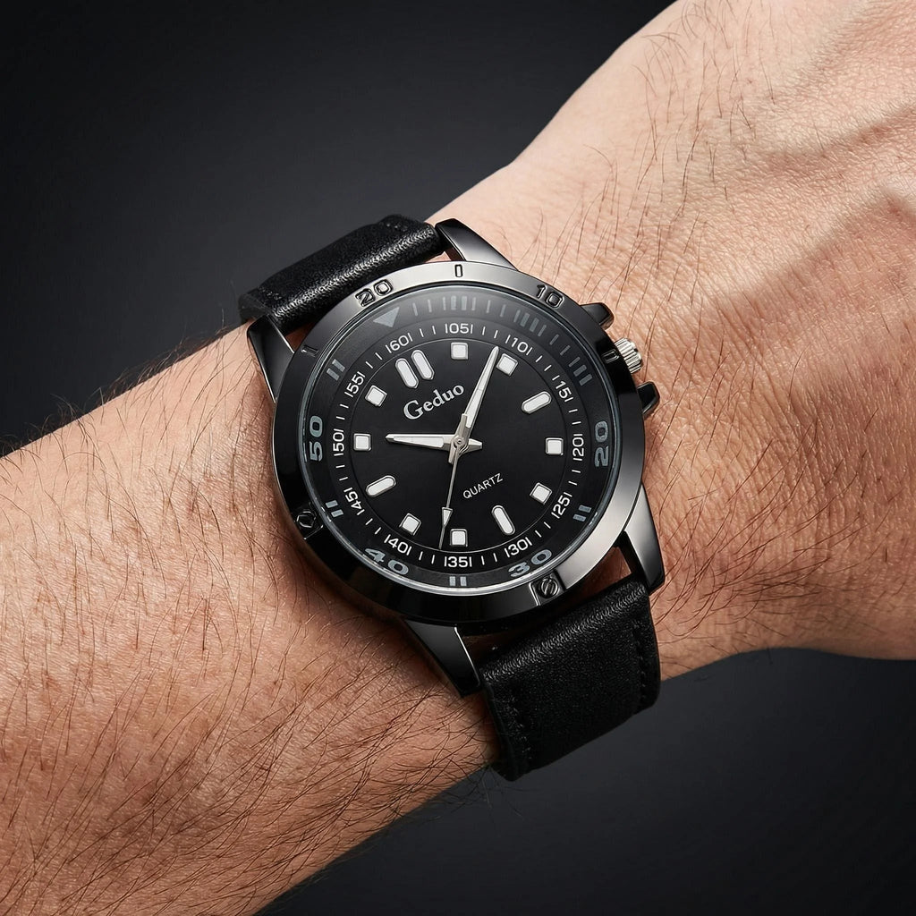 2026 New Fashion Men's Quartz Watch Leather Strap Analog Csual Wristwatch