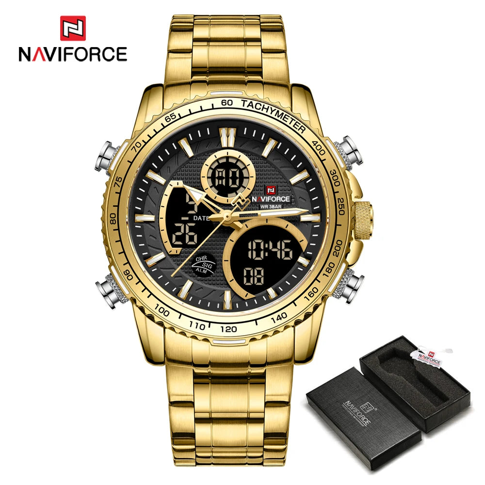 NAVIFORCE 2025 New Sport Watch for Men Luxury Original Wrist Watch Stainless Steel Mens Dual Display Military Waterproof Watches