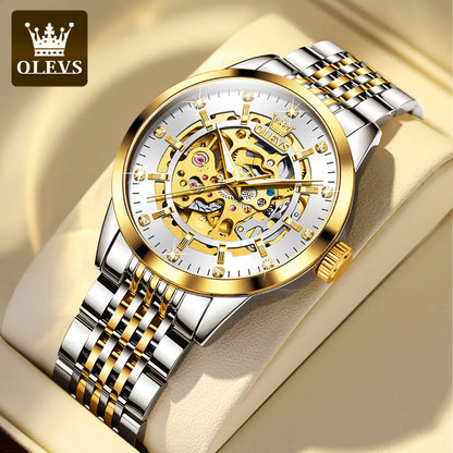 OLEVS 9920 Men's Watches Solid Stainless Steel Waterproof Luminous Man Watch Luxury Hollow Original Automatic Mechanical Watches