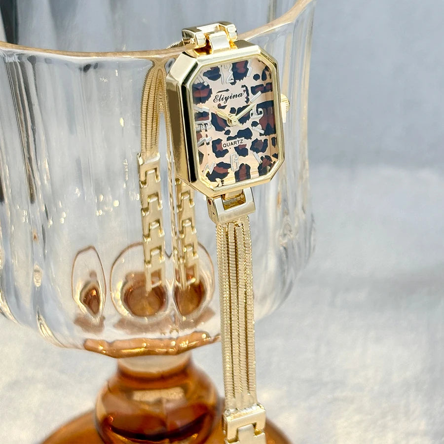 ChronoState Gold Tassel – Rectangular Women’s Wrist Watch | Elegant Chain Bracelet Watch