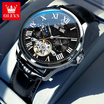 OLEVS 7013 Automatic Men Watch Moon phase Waterproof Luxury Men's Watch Date Stainless steel Mechanical Watch
