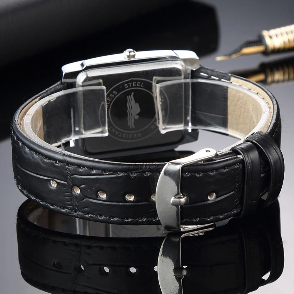 ChronoState Square Classic Women’s Quartz Watch | Elegant Black & White Dial Ladies Casual Wristwatch