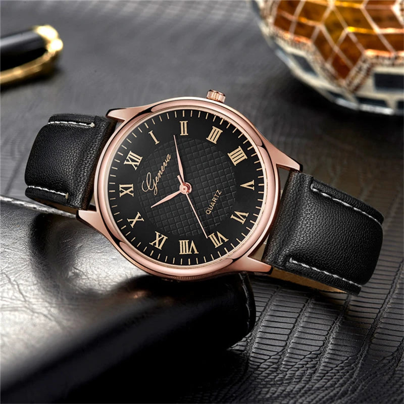 ChronoState Black Rose Gold – Luxury Quartz Business Watch | Waterproof Leather Men’s Watch