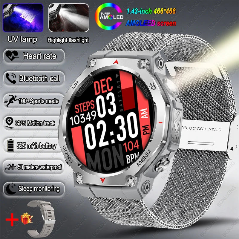 2026 New T-Rex 3 Ultra Outdoor Sports Smart Watch Men GPS Motion Track 5 ATM Waterproof Heart Rate HD Bluetooth Call Smart Watch