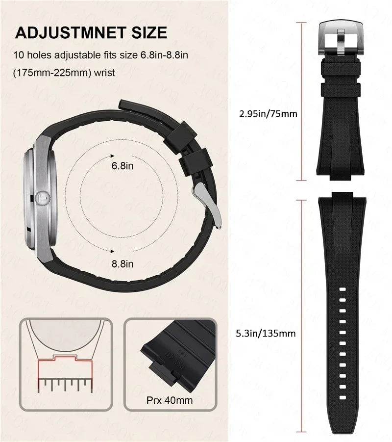 Quick Release Silicone Strap for Tissot PRX T137.407/T137.410 Super Player 40mm Men Convex Rubber Watch Band Bracelet 12mm