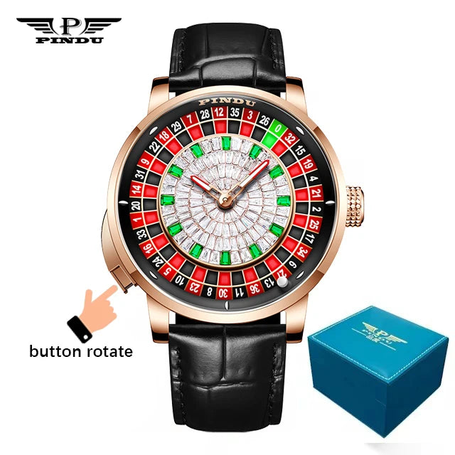 PINDU  NH35A Roulette Table Table Ceramic Sphere Sapphire Waterproof Mechanical Watches