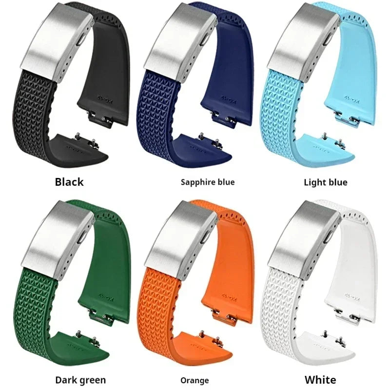 Fluoro Rubber Strap for Tissot PRX Series Super Player 35mm 40mm FKM Women Men Quick Release Folding Buckle Watch Band 11mm 12mm