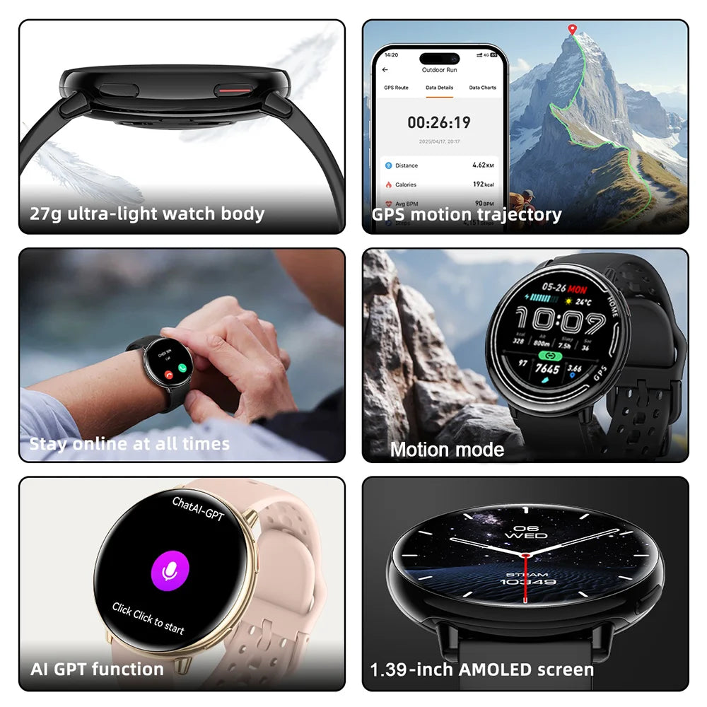 New hot GPS smartwatch 1.43 AMOLED Compass, IP68 waterproof,Bluetooth call,multi-sport watch, gift for men and women For Android