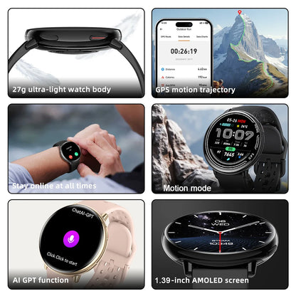 New hot GPS smartwatch 1.43 AMOLED Compass, IP68 waterproof,Bluetooth call,multi-sport watch, gift for men and women For Android