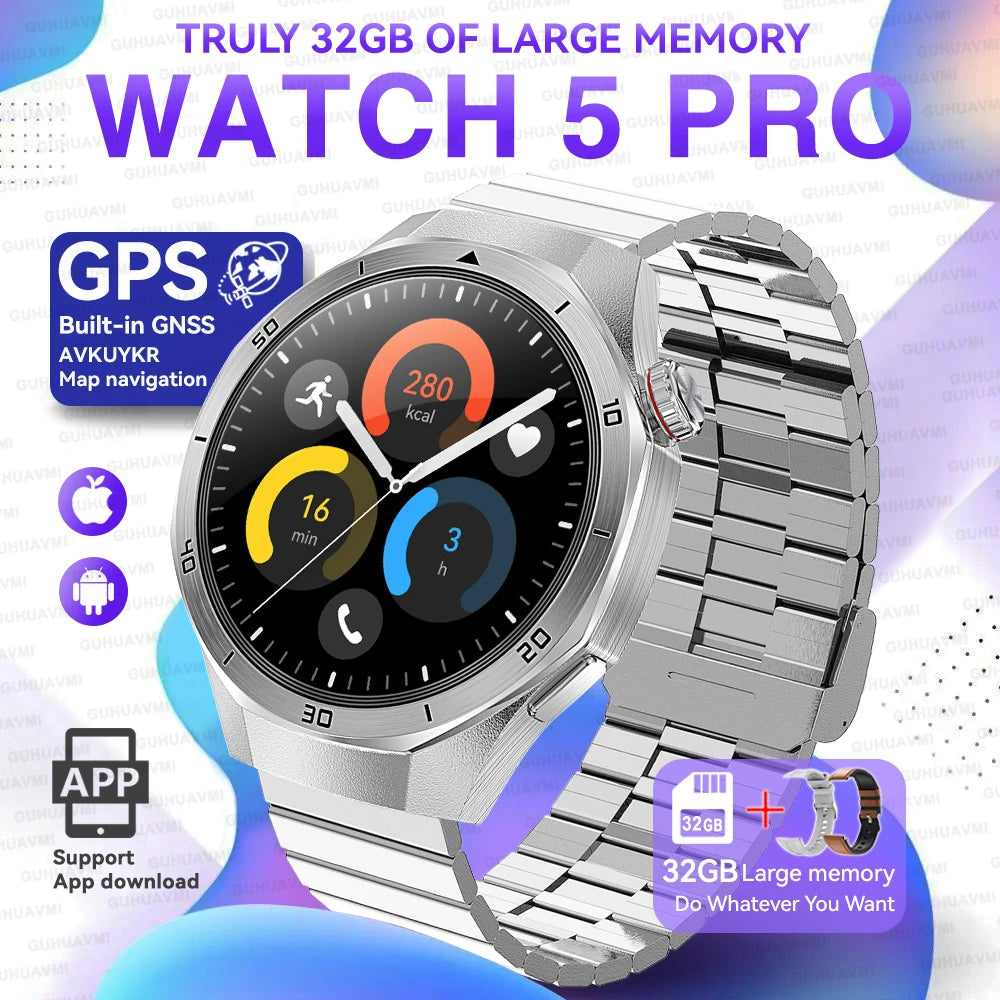 2026 New Watch 5 Pro GPS Map Navigation Smartwatch 32G memory Video Music Play NFC Call Titanium alloy Waterproof Smartwatch Men