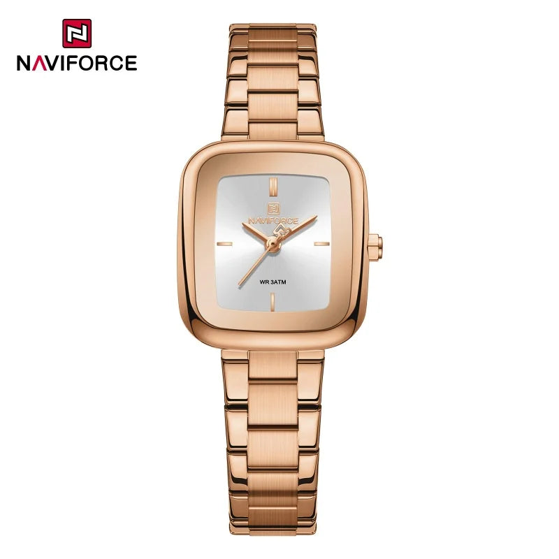 NAVIFORCE Fashion Watches for Women Sports 30M Waterproof Women's Stainless Steel Watches Unique Square Ultra light Girls' Watch