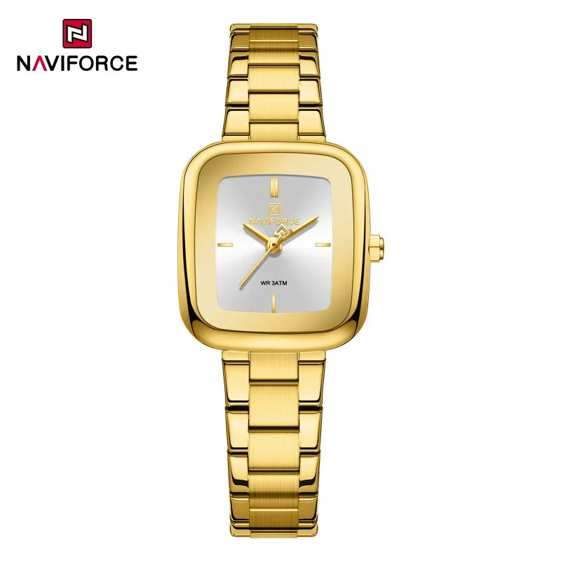 NAVIFORCE Fashion Watches for Women Sports 30M Waterproof Women's Stainless Steel Watches Unique Square Ultra light Girls' Watch