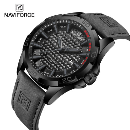 NAVIFORCE Brand Men Fashion Quartz Watches Male Leather Strap Sport Waterproof Wristwatches CalendarClock Relogio Masculino