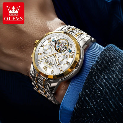 OLEVS 7088 Original Luxury Brand Men's Watch Chronograph Date Stainless steel Waterproof Mechanical Watch for Men NEW