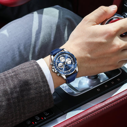 POEDAGAR Original Fashion Men Clock Luminous Waterproof Chronograph Date Man Wristwatch Leather Quartz Sport Men's Watches Reloj