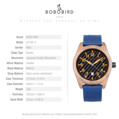 BOBOBIRD Wooden Watches Original Design Vintage Quartz Watches Eco Gifts for Man's Wristwatch Nylon Strap Clock 2024 New Arrival