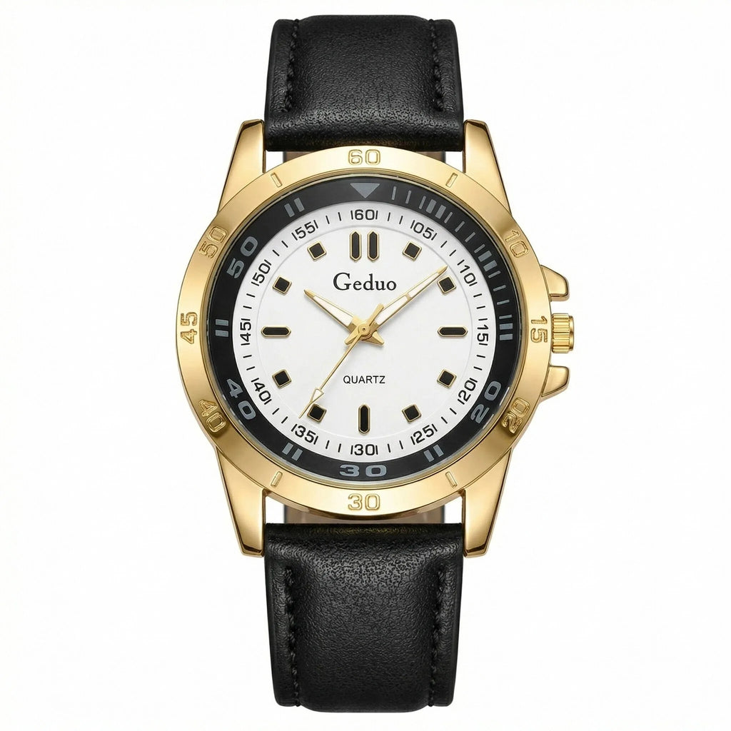 2026 New Fashion Men's Quartz Watch Leather Strap Analog Csual Wristwatch
