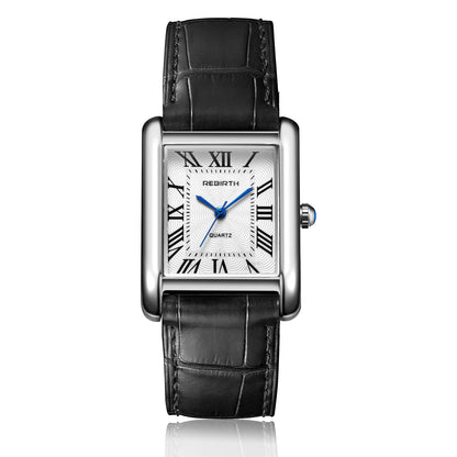 Rebirth 002 Elegant Mini Light Design Rectangle Dial Water Resistant Quartz Movement Business Women Analog Wrist Watch Gift