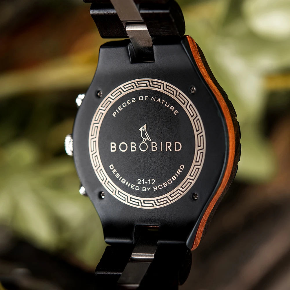 BOBO BIRD Wood Watch Men Luxury Stylish Watches Timepieces Chronograph Military Quartz relogio masculino Dropshipping Customized