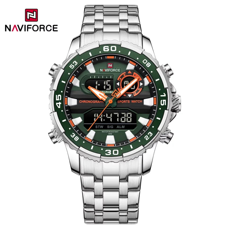 Men's Watches NAVIFORCE Original Trend Brand LCD Display Analog Digital Quartz Man Clock 30m Waterproof Luminous Male Wristwatch