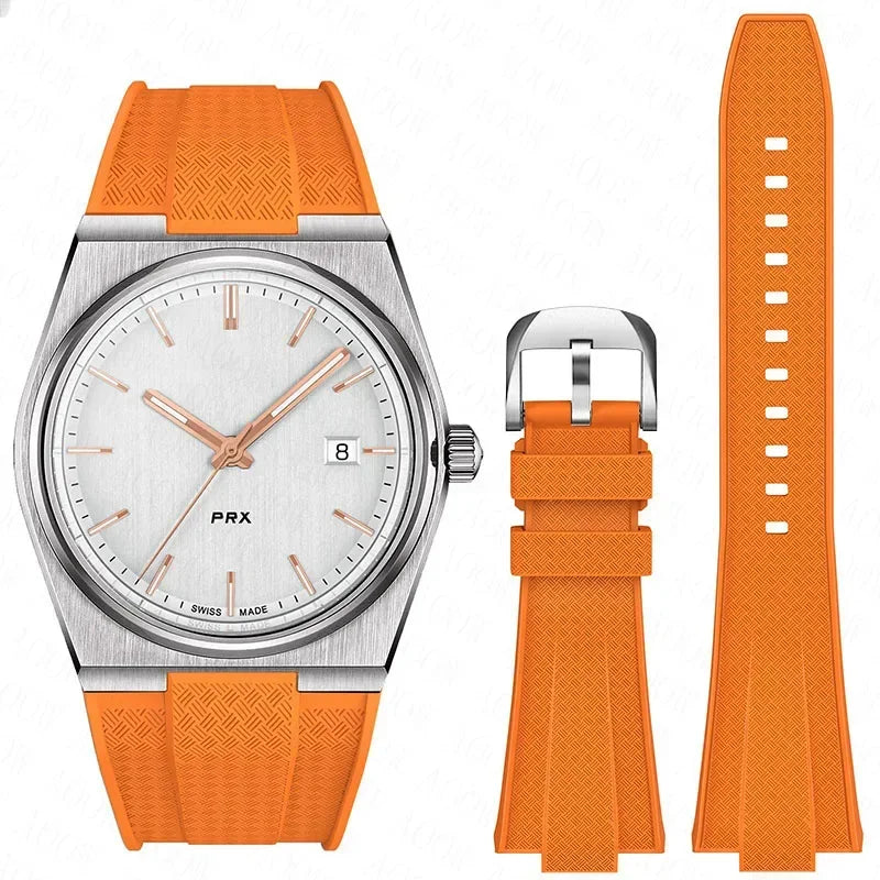 Quick Release Silicone Strap for Tissot PRX T137.407/T137.410 Super Player 40mm Men Convex Rubber Watch Band Bracelet 12mm
