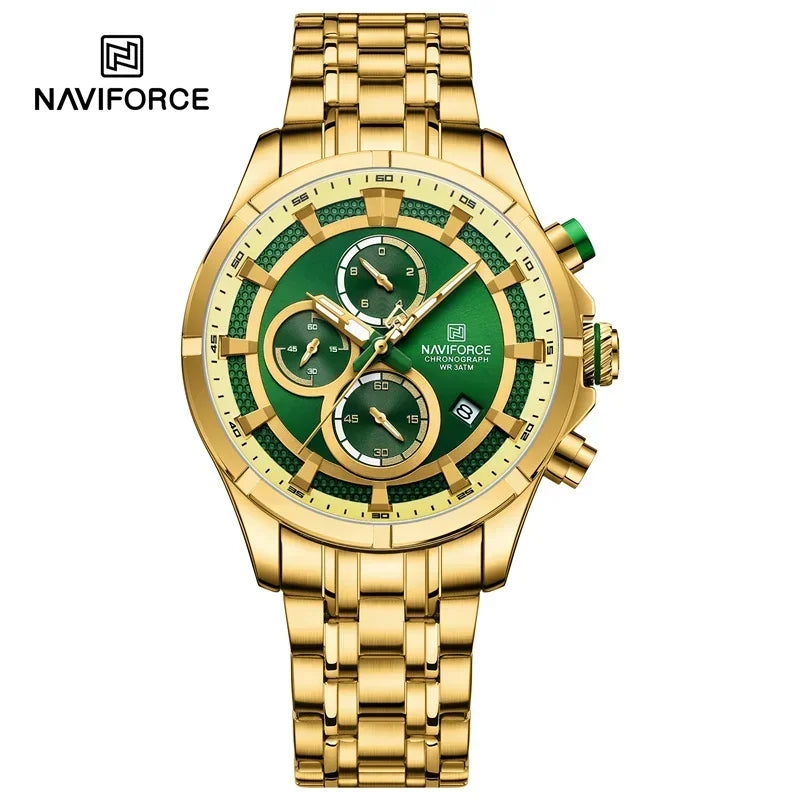 NAVIFORCE NF8046  Watch Business Luminous Waterproof Stainless Steel Strap Chronograph Quartz Wristwatch