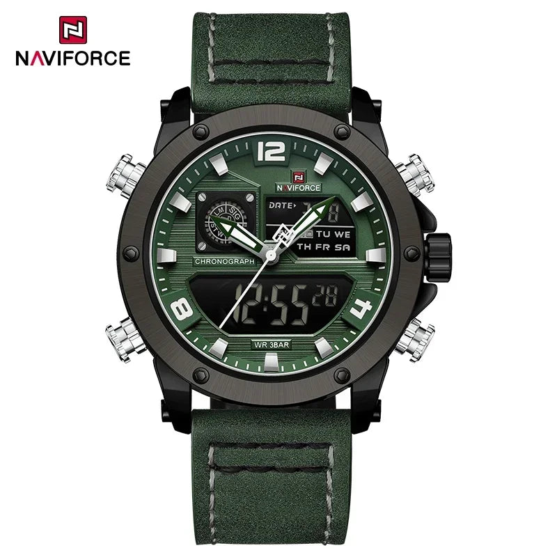 NAVIFORCE Digital Mens Military Watch Waterproof Watch Dual Display Quartz Sports Watch For Men Luminous High Quality Wristwatch